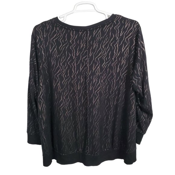 Jane + Delancey Size 1X Sweater Super Soft Jersey Knit Fleece Lined Shimmer Blac - Picture 3 of 9